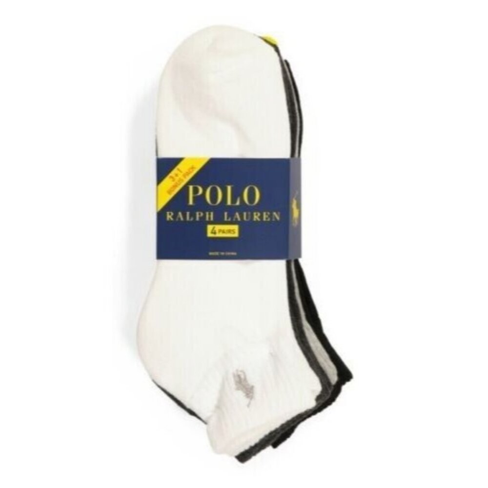 Polo Ralph Lauren Athletic Low Cut Socks 4 Pack Sock Size 10-13 Shoe Size 6-12 - Picture 1 of 1